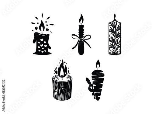 Easter Candle & Bunny Silhouette – Religious & Festive Design 