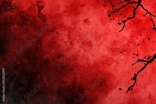 abstract red watercolor ombre leaks and splashes texture on white watercolor paper background with scratches and Old red scratched wall, grungy background or texture. Scary red wall for background