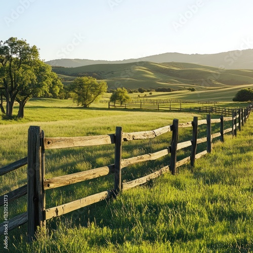 Cattle ranch with fenced pasture