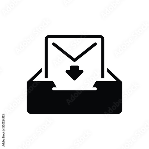 Black solid icon for inbox