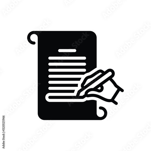 Black solid icon for write letter