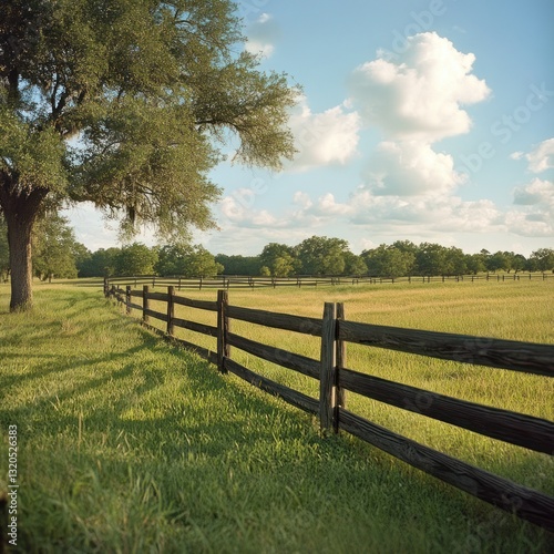 Cattle ranch with fenced pasture