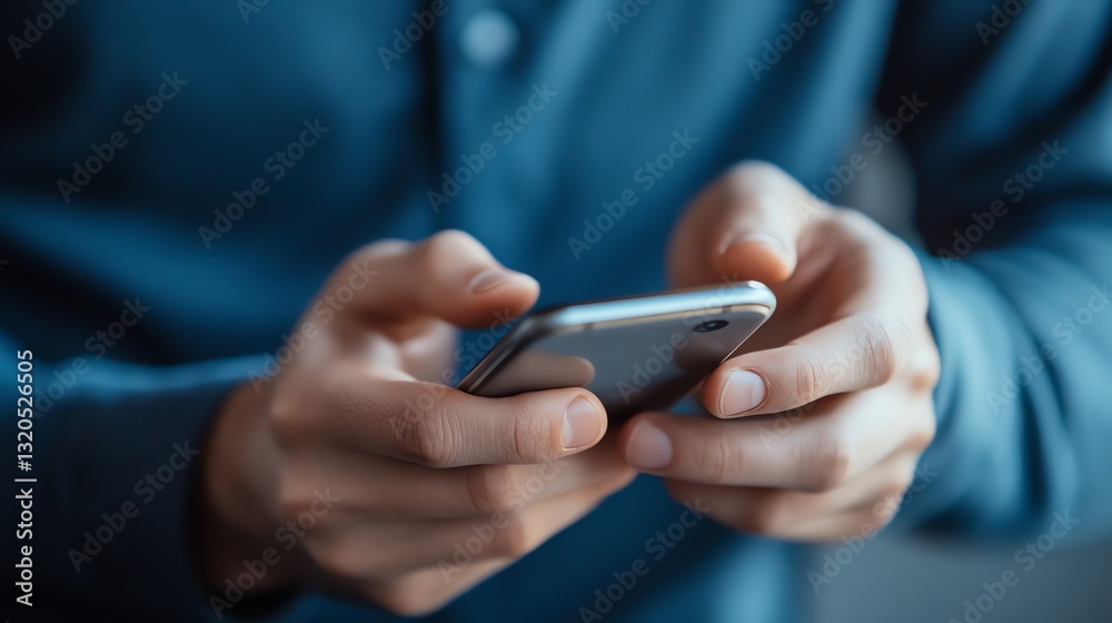 Person Using Mobile Phone for Communication and Social Media Connection Person Using Mobile Phone for Communication and Social Media Connection