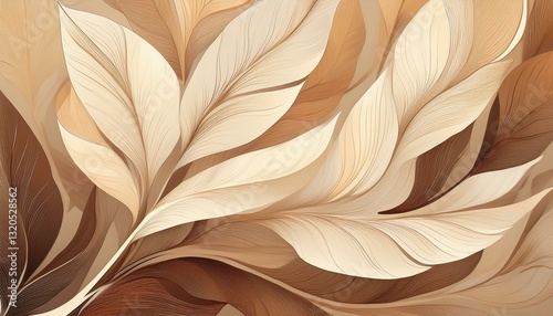 soothing light brown and beige abstract leaves background minimalist natureinspired wallpaper design