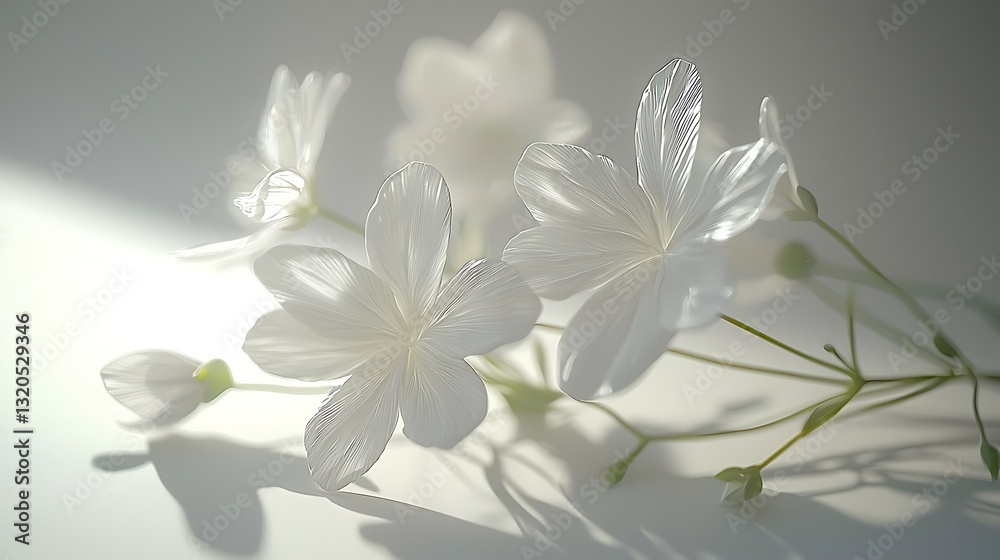 Fototapeta premium Delicate White Flowers Soft Light Ethereal Petals