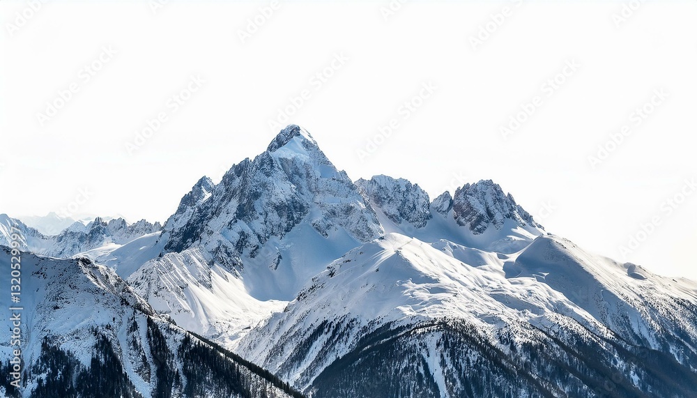 Fototapeta premium isolated snowy mountain range on a clean white background