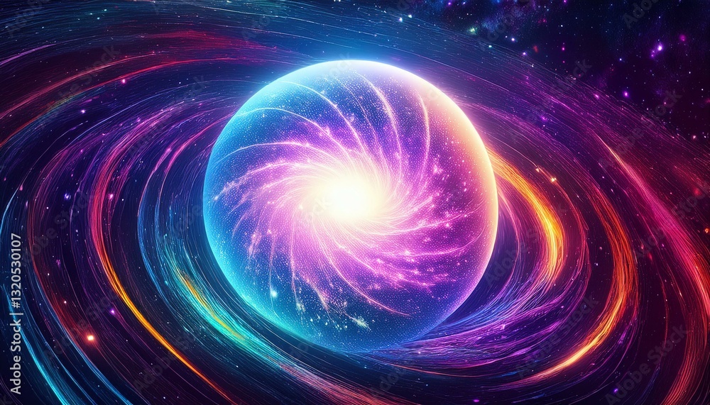 Obraz premium a colorful galaxy with a large glowing ball in the center