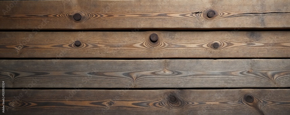 Close-up of weathered wood planks with natural grains and knots, rustic, detail, background Close-up of weathered wood planks with natural grains and knots, rustic, detail, background