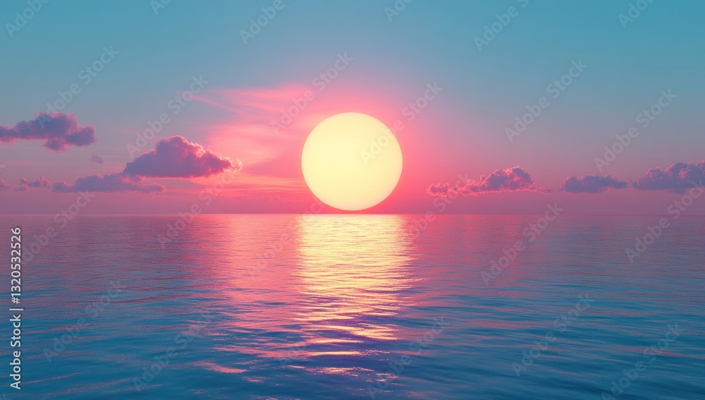Serene Sunset Over Calm Ocean Serene Sunset Over Calm Ocean