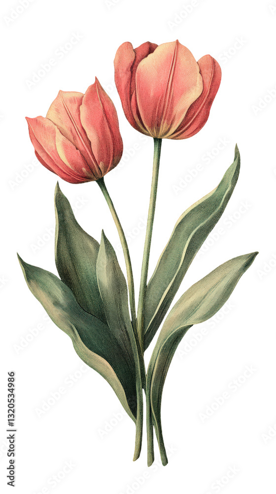 Fototapeta premium illustration of tulips isolated on a transparent background