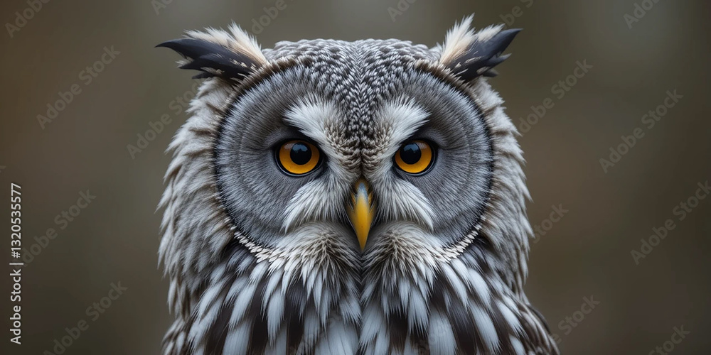 Obraz premium Close-up of a captivating owl's face.