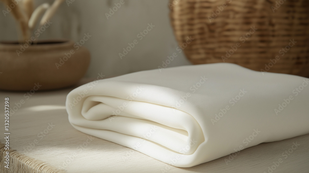 White Twill Viscose Fabric with African-Inspired Minimalist Decor