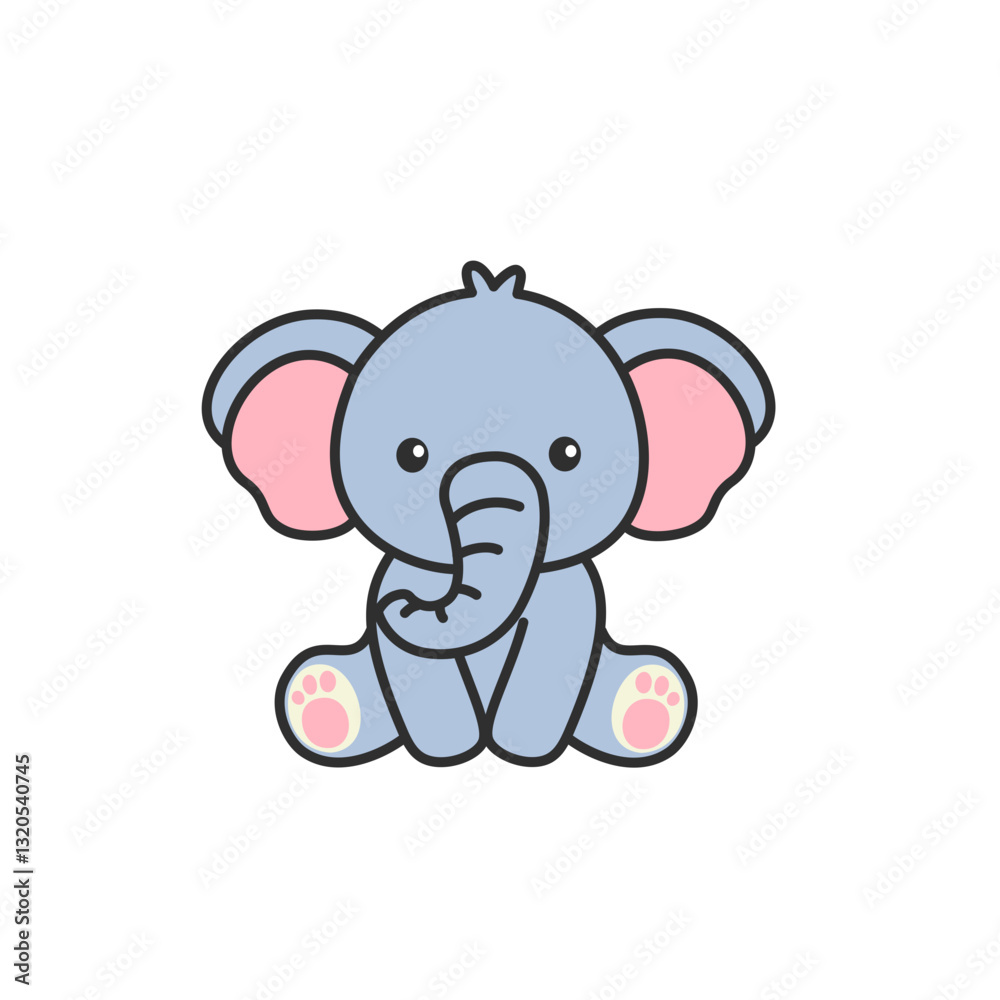 Fototapeta premium cute elephant sitting down cartoon vector illustration
