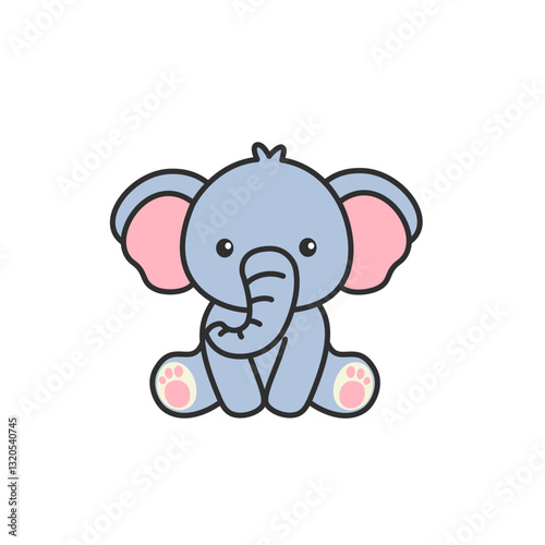 cute elephant sitting down cartoon vector illustration