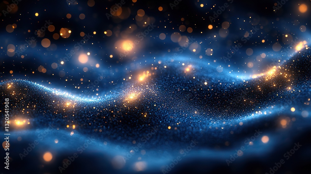 Obraz premium Abstract blue molecular structures with bokeh, science and medical research.