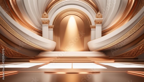 White golden ceremony award stage venue background.