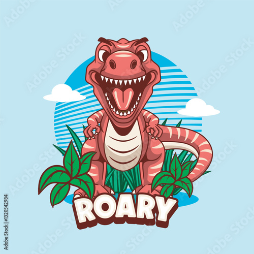 Vector Illustration of Tiny T-Rex with Cute Illustration Available for Tshirt Design
