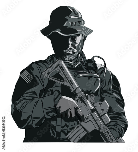 Illustration of army ranger silhouette