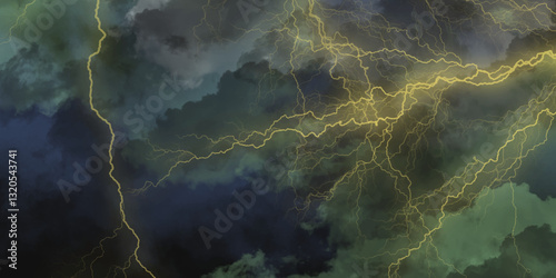 Thunder, lightnings and rain on a stormy summer night in black and white. Lightning bolts in the sky at night. 
