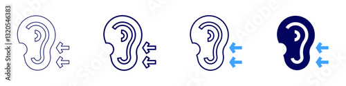 Ear pain​ icon in 4 different styles. Thin Line, Line, Bold Line, Duotone. Duotone style. Editable stroke