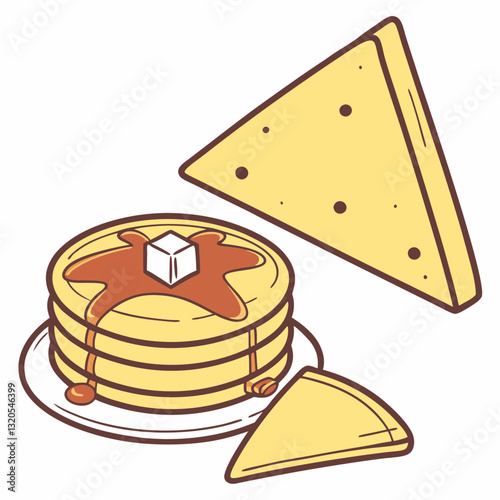 pancakes with cheese vector illustration triangle tortilla chip food 