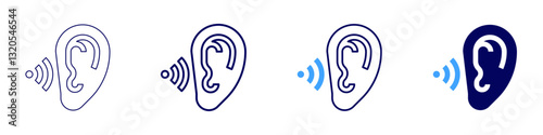 Ear swelling​ icon in 4 different styles. Thin Line, Line, Bold Line, Duotone. Duotone style. Editable stroke