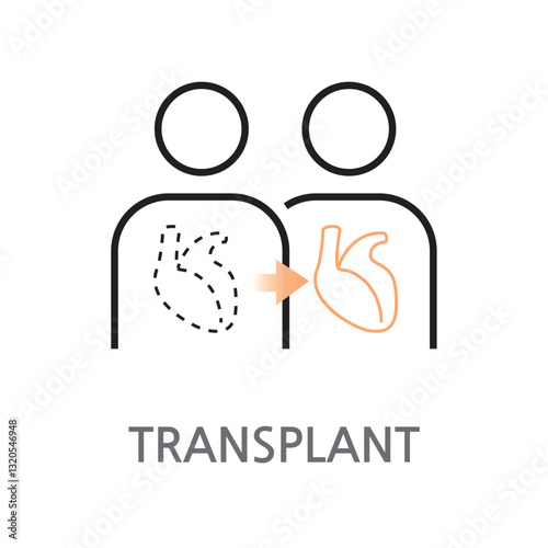15.Transplant.Heart, transplant icon. Editable heart on white background, implantable illustration icon. EPS, PNG, JPG