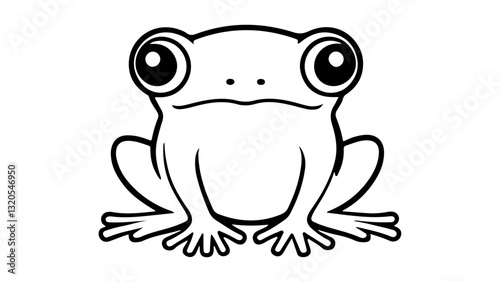 funny frog outline black and white illustration, silly frog outline vector illustration