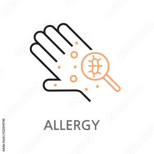 20.Allergy.Eczema. Allergy icon. Allergy linear illustration icon on white background. EPS, PNG, JPG