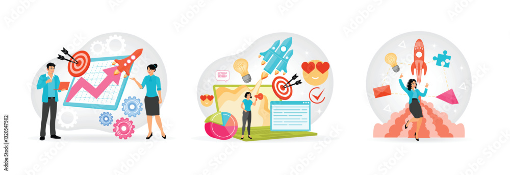 Fototapeta premium Launching an Advertising Campaign. Digital Marketing. Launching Creativity and Innovation.