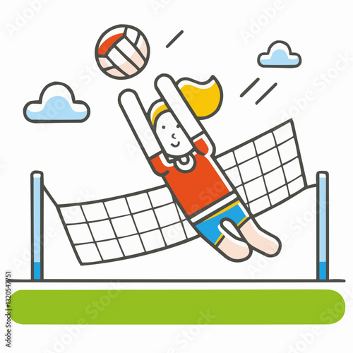 boy playing volleyball