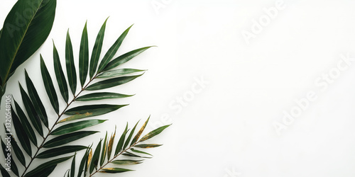 Minimalist Tropical Leaves A white background with abstract, line-art tropical leaves in black and gold. The design is clean