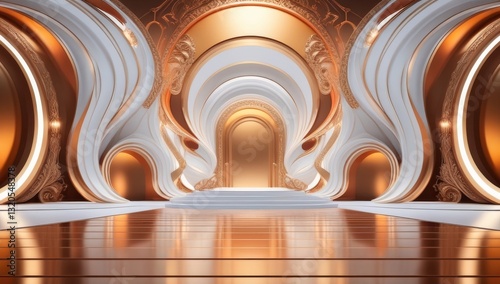 Obraz na płótnie White golden ceremony award stage venue background. w salonie