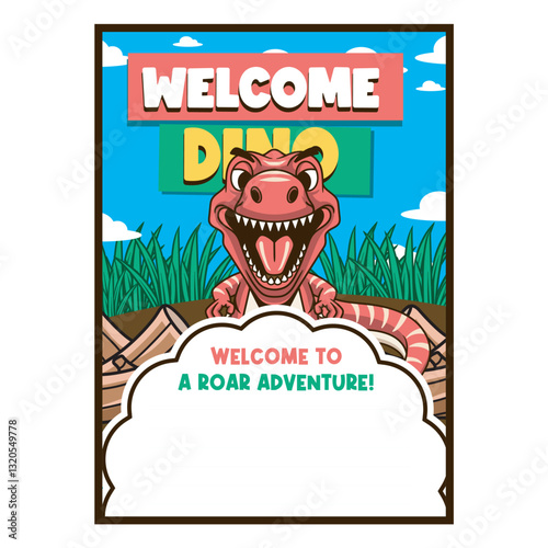 Vector Illustration of Tiny T-Rex with Cute Illustration Available for Poster