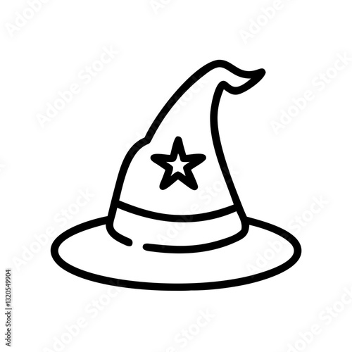 Wizard hat icon in minimalist style on transparent background 