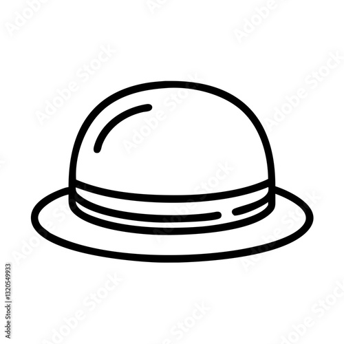 Bowler hat icon in minimalist style on transparent background 