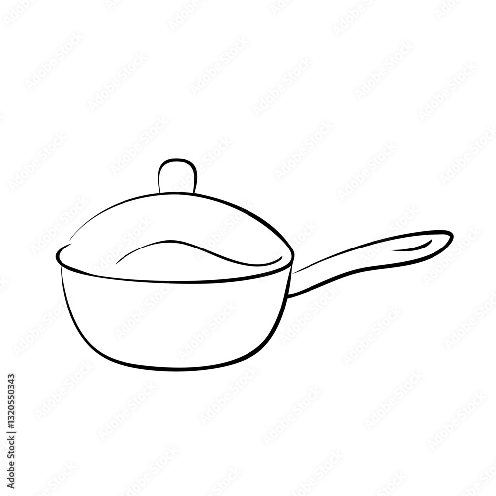 Obraz premium Minimalist outline of a saucepan with lid and handle