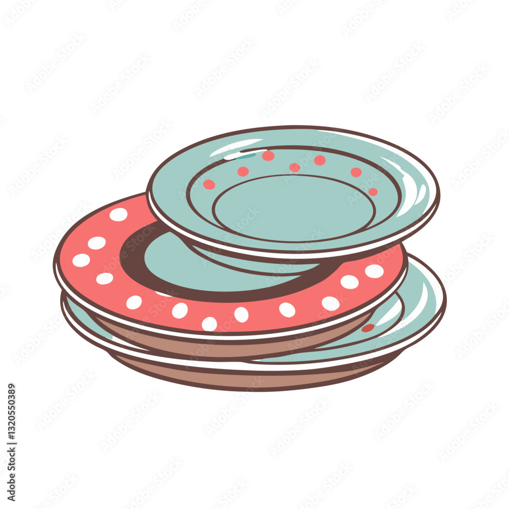 Vintage-style stacked plates in pastel colors