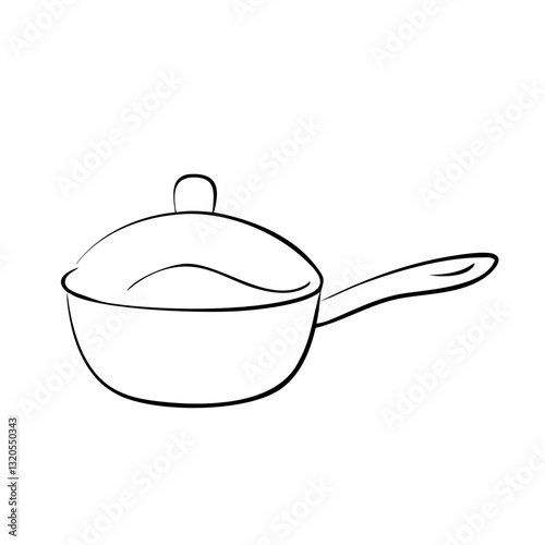Minimalist outline of a saucepan with lid and handle