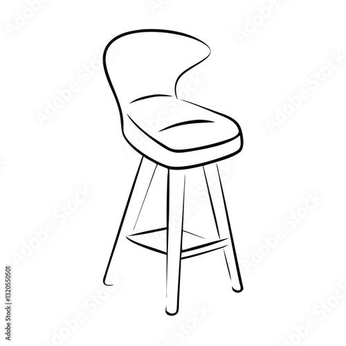 Minimalist outline of a bar stool with backrest