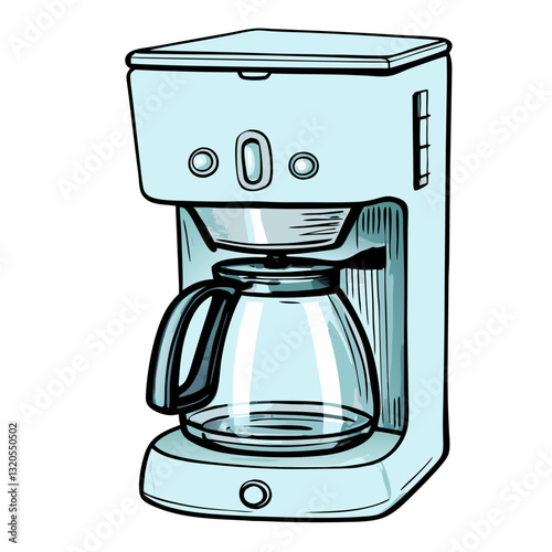 Hand-drawn coffee maker with glass pot illustration