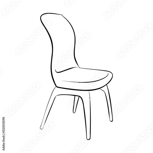 Modern minimalist chair with curved backrest outline