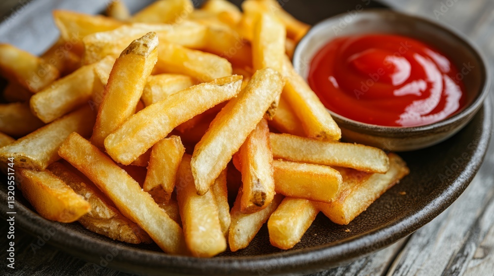 French fries with ketchup on a plate. Premium food photo French fries with ketchup on a plate. Premium food photo