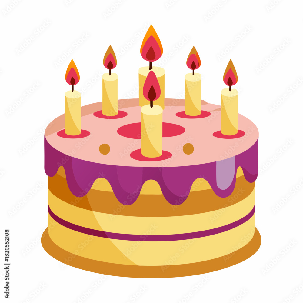 classic birthday cake with lit candles classic birthday cake with lit candles