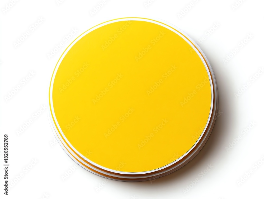Bright Yellow Circle Button on White Background for Design Mockup Bright Yellow Circle Button on White Background for Design Mockup