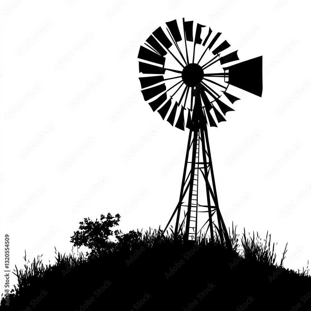 Farm windmill silhouette PNG Farm windmill silhouette PNG