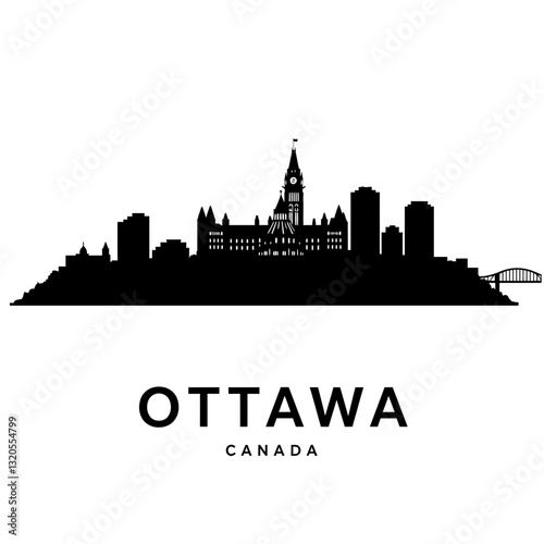 Ottawa Cityscape - Black and White Vector