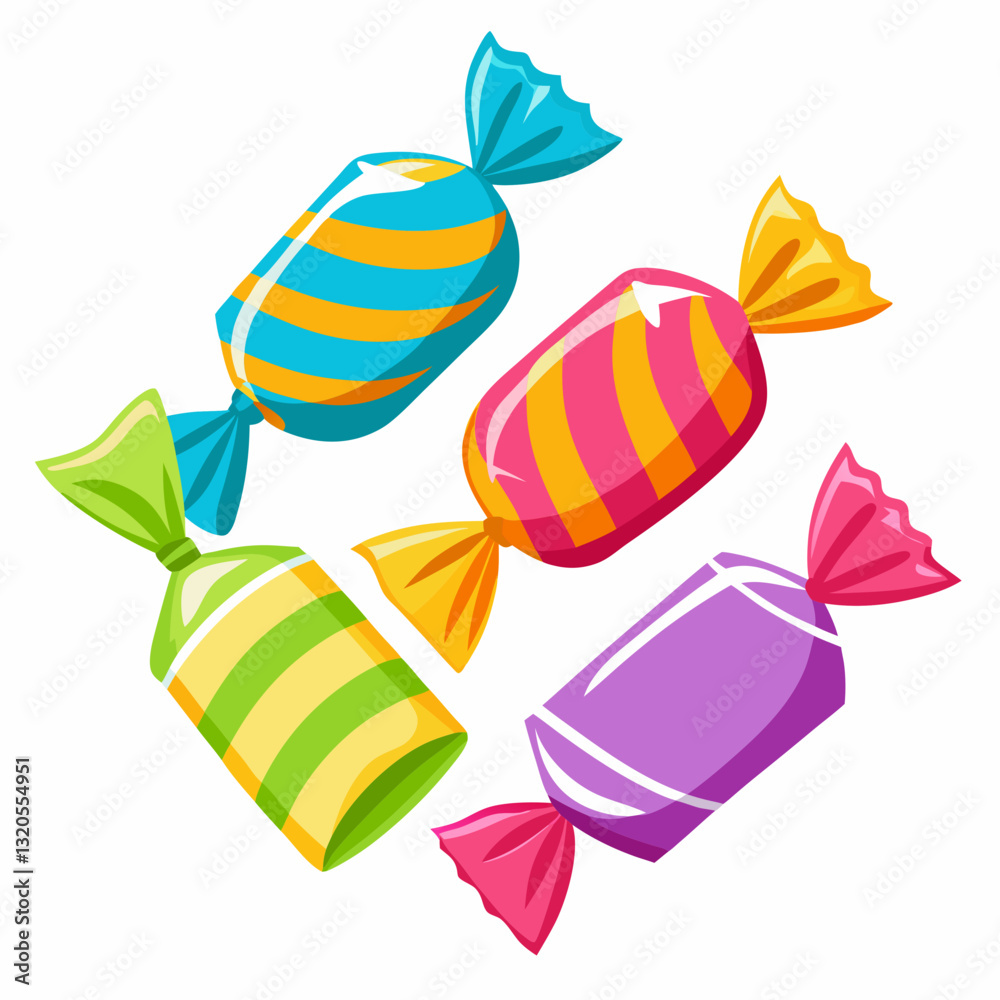 Naklejka premium wrapped candy assortment with vibrant wrappers
