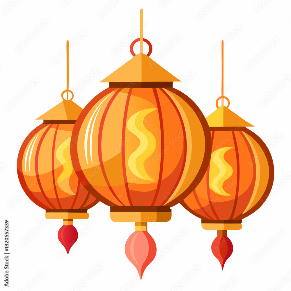 Obraz premium decorative paper lanterns glowing warmly 