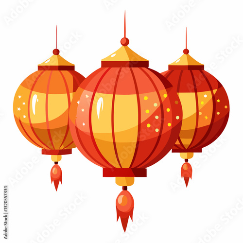 decorative paper lanterns glowing warmly 